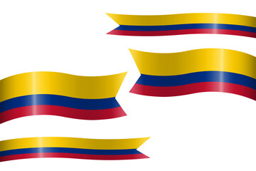 Set of flag ribbon with colors of Colombia for independence day celebration decoration