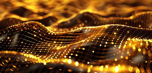 Brilliant golden fractal waves glowing with innovation, ideal for progressive designs.