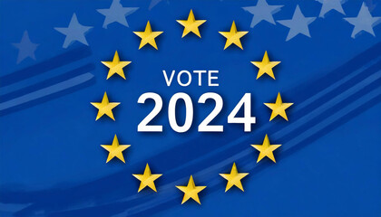 European elections June 9, 2024. EU stars with European flag.