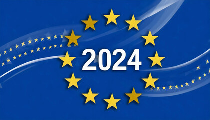 European elections June 9, 2024. EU stars with European flag.