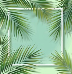 Square Frame Among Palm Leaves