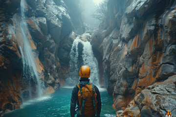 Canyoning, a modern extreme sport, fighting fear.