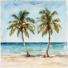 Two Palm Trees on a Beach