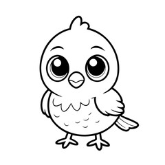 Adorable Bird drawing for kids page