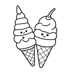 Adorable Ice Cream for kids coloring page