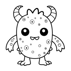 Adorable monster drawing for toddlers colouring page