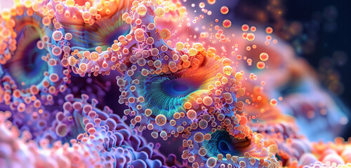 Fototapeta premium Ideal for science-themed events, the vibrant coral structure exudes purity.