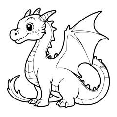 Amazing Dragon doodle for kids colouring page