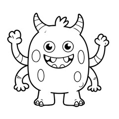 Amazing monster drawing for kids colouring page