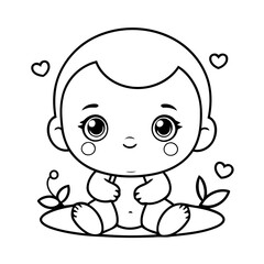 Cartoon Baby drawing colouring book cover design