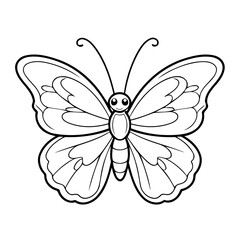 Cartoon Butterfly doodle illustration for coloring page