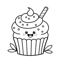 Cartoon Cupcake coloring book cover design