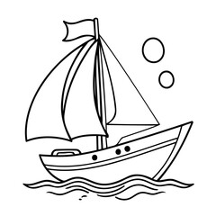 Cartoon sailboat for toddlers coloring books