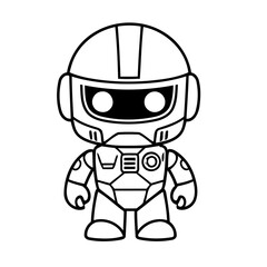 Cartoon Robocop doodle illustration for colouring books