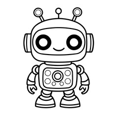 Cartoon Robot drawing for toddlers coloring books