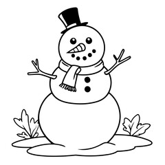 Cartoon Snowman illustration for coloring page