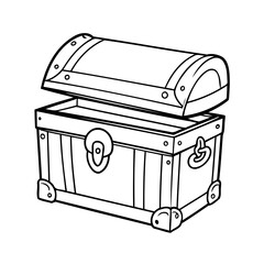 Cartoon treasure chest doodle for kids page
