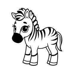 Cartoon Zebra drawing illustration for coloring books