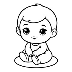 Cute Baby drawing for kids page
