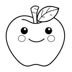 Cute Apple for kids colouring page