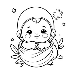 Obraz premium Cute Baby drawing for kids pages
