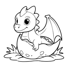 Cute Dragon hatching doodle colouring book cover design