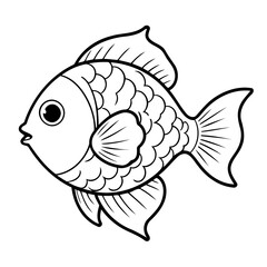 Cute Fish drawing for kids coloring page
