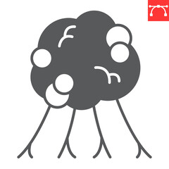 Cancer cell glyph icon, disease and organism, cancer cell vector icon, vector graphics, editable stroke solid sign, eps 10.