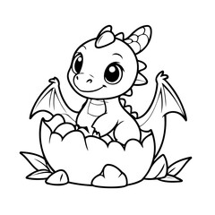Funny Dragon hatching for kids coloring page
