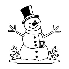 Funny Snowman drawing for kids coloring page