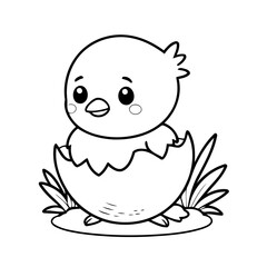 Joyful Chick Hatching drawing for toddlers colouring page
