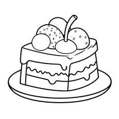 Simple Cake Slice doodle for toddlers colouring books