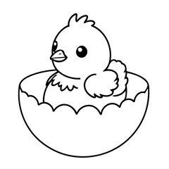 Simple Chick Hatching doodle for toddlers
