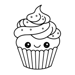 Simple Cupcake for toddlers coloring page