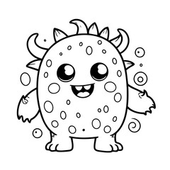 Simple monster doodle illustration for colouring page