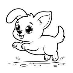Simple Puppy jumping drawing for toddlers book
