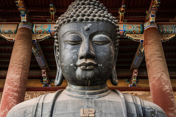 majestic statue of Sakyamuni Buddha at the Eight Great Temples in Beijing, capturing its serene and profound presence. Spiritual and cultural richness of this iconic landmark, enti