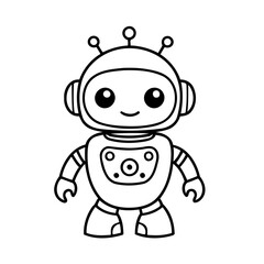 Simple Robot illustration for coloring books
