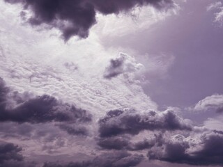 Dramatic stormy sky purple clouds.