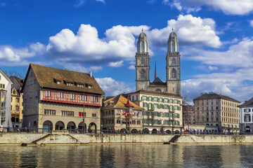 Embankment of Limmat river, Zurich, Switzerland