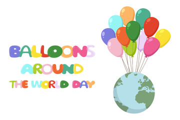 Balloons Around the World Day.  Postcard, background, banner for holidays.
