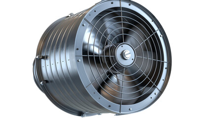 An industrial-grade exhaust fan for ventilation, alone on white. isolated on transparent background.PNG file 