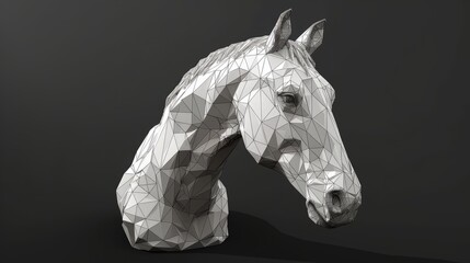 Horse low poly wireframe illustration hyper realistic 