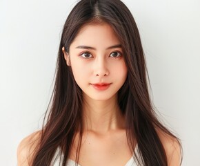Fototapeta premium Asian Woman With Long Hair Posing for a Photo