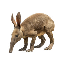 Armadillo with shell standing on plain white surface, a aardvark isolated on transparent background