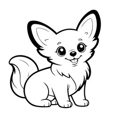 Vector illustration of a cute Papillon doodle for children worksheet
