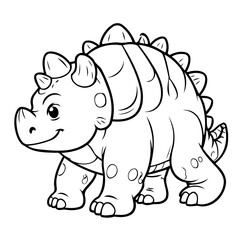 Vector illustration of a cute Ankylosaurus doodle for toddlers coloring activity