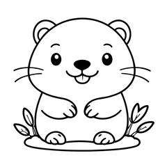 Simple vector illustration of beaver drawing for children page