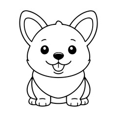 Cute vector illustration WelshCorgi drawing for colouring page