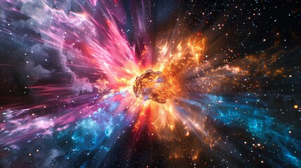 The explosion of a star in deep space.